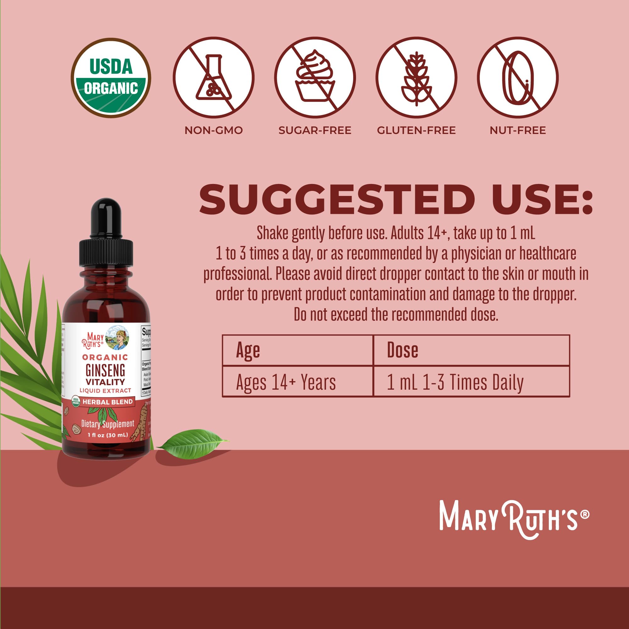 MaryRuth's extrait-eleuthero-maca, extrait naturel pour endurance et équilibre.