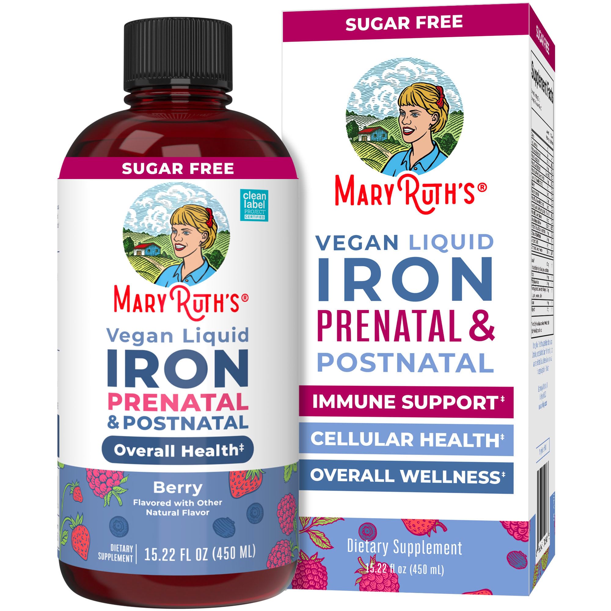 MaryRuth's fer liquide prénatal: bouteille pratique pour soutenir la grossesse.
