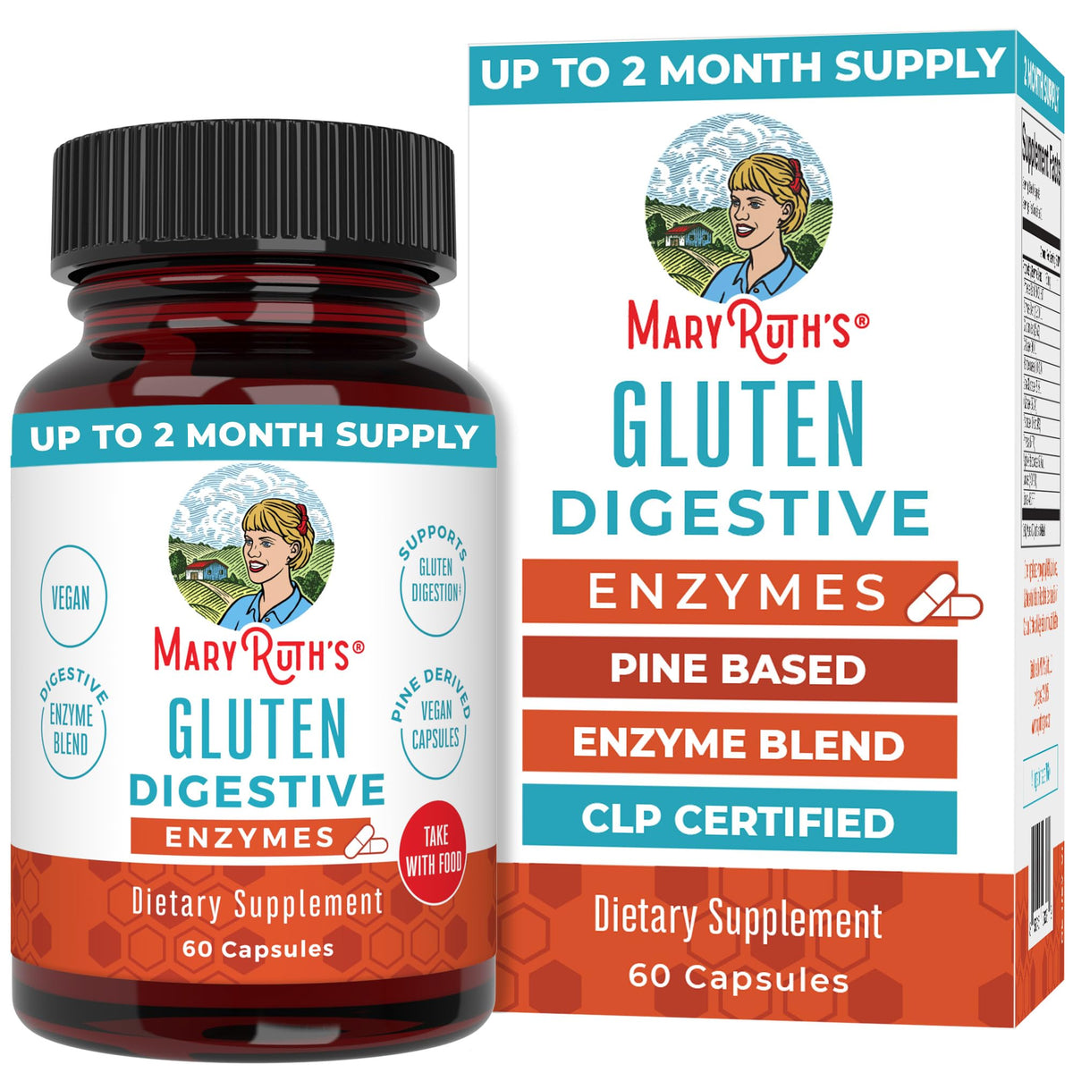 MaryRuth’s Gluten Digestive Enzymes – bouteille pratique pour l’usage quotidien.