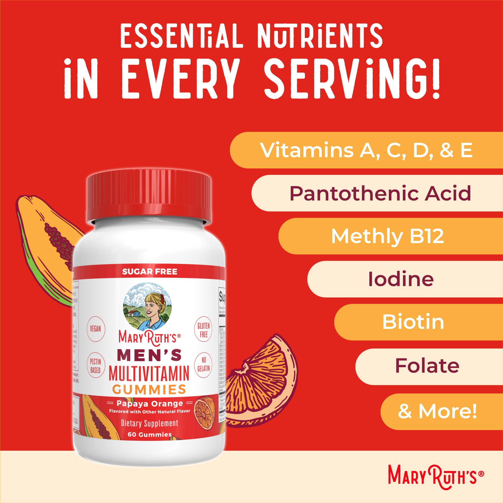 MaryRuth's gommes pour hommes, sans sucre ajouté et format pratique.