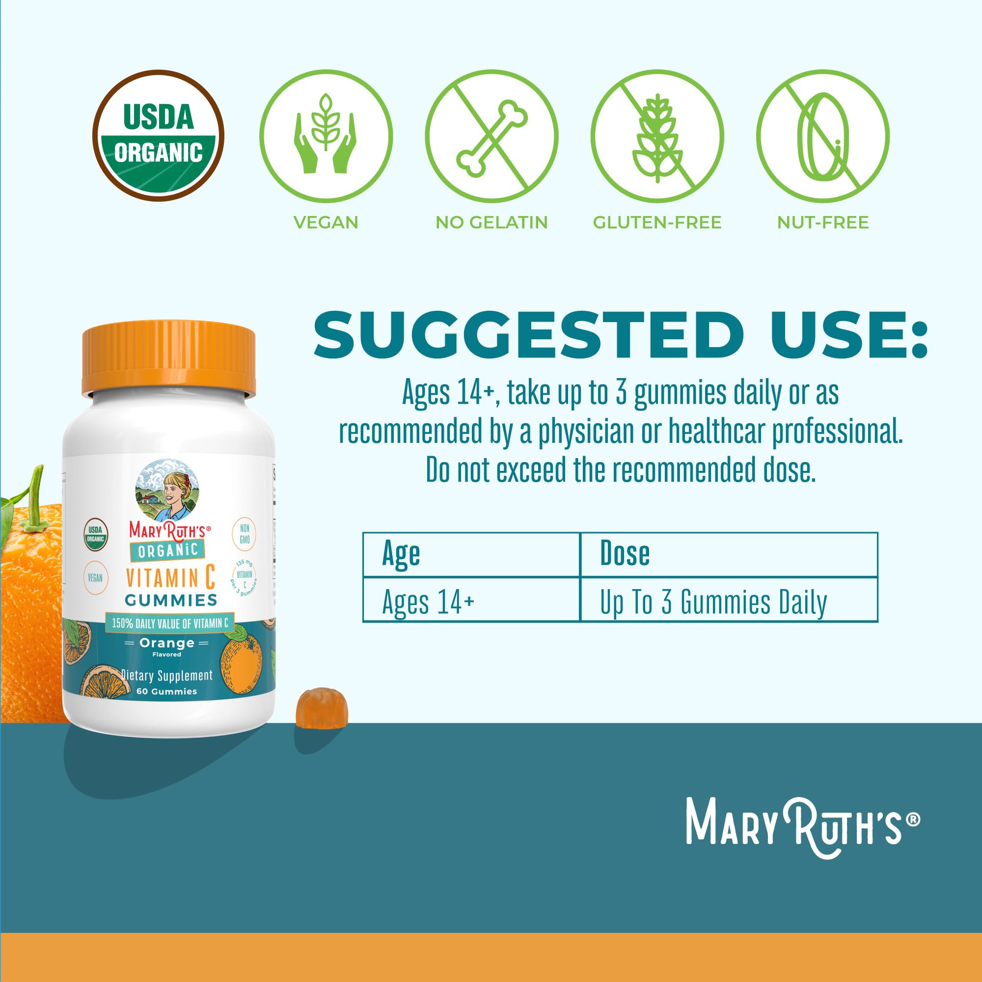 MaryRuth's Gomme Vitamin C orange – texture chewy et goût fruité appréciable.
