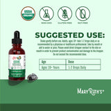 Étiquette verte MaryRuth’s sur la bouteille, signe de qualité biologique.