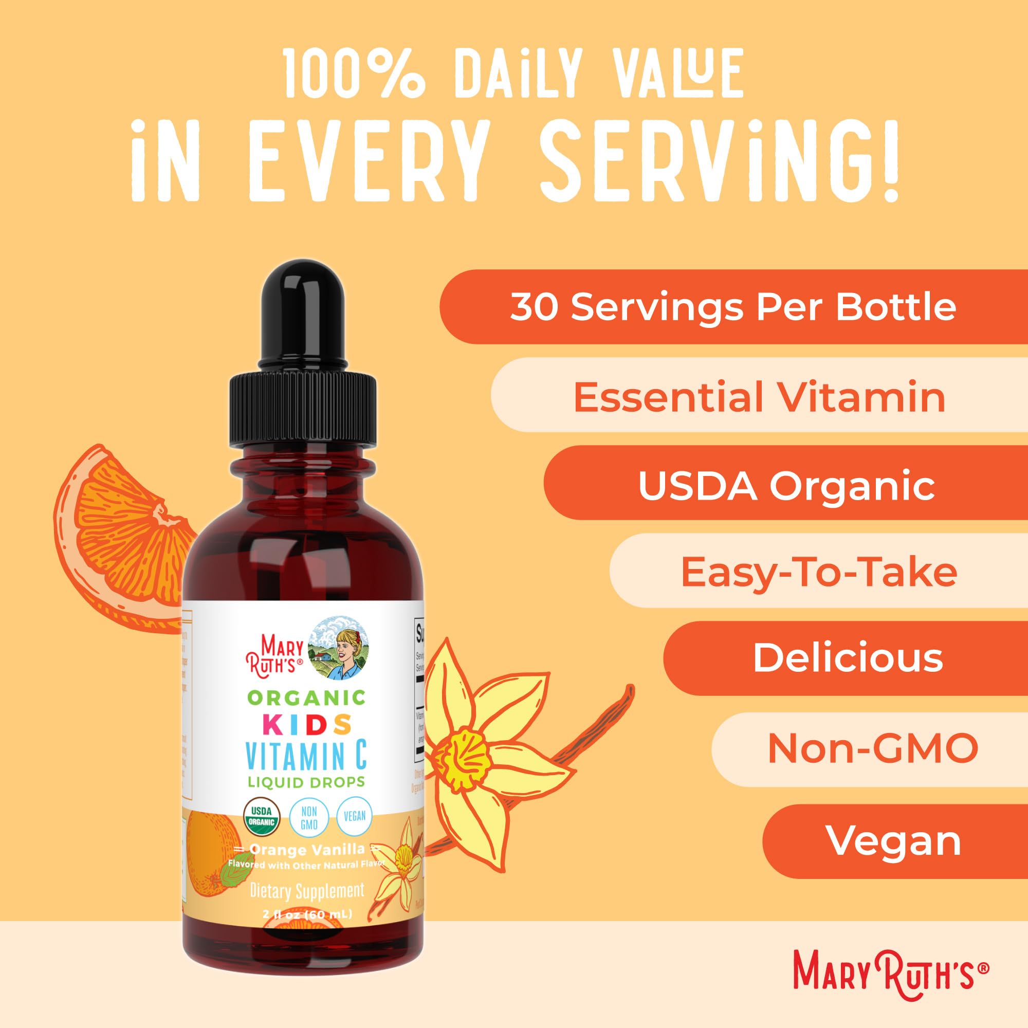 Extrait acerola MaryRuth's, source naturelle de vitamine C.