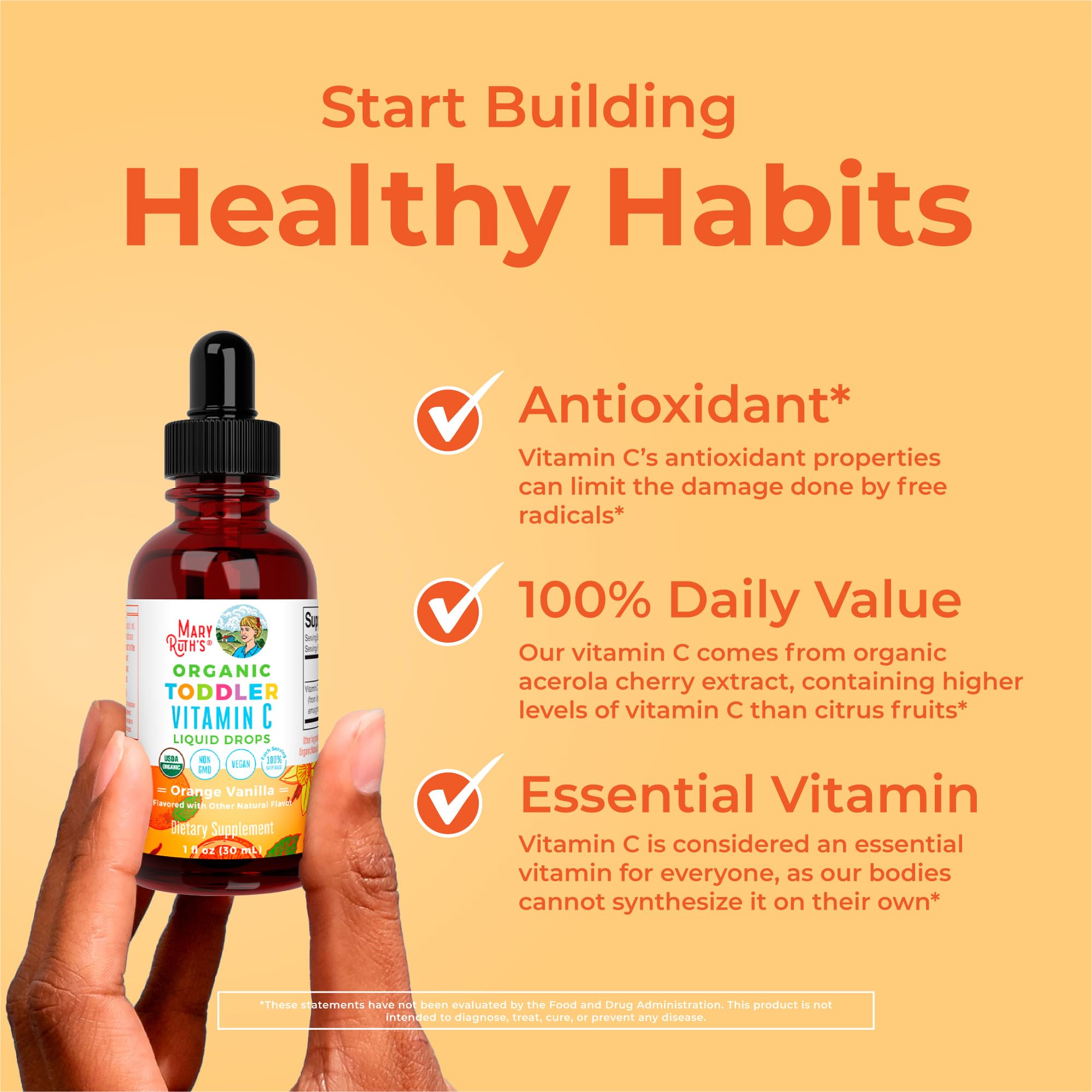 MARYRUTH'S gouttes vitamine C, administration facile lors des repas ou collation