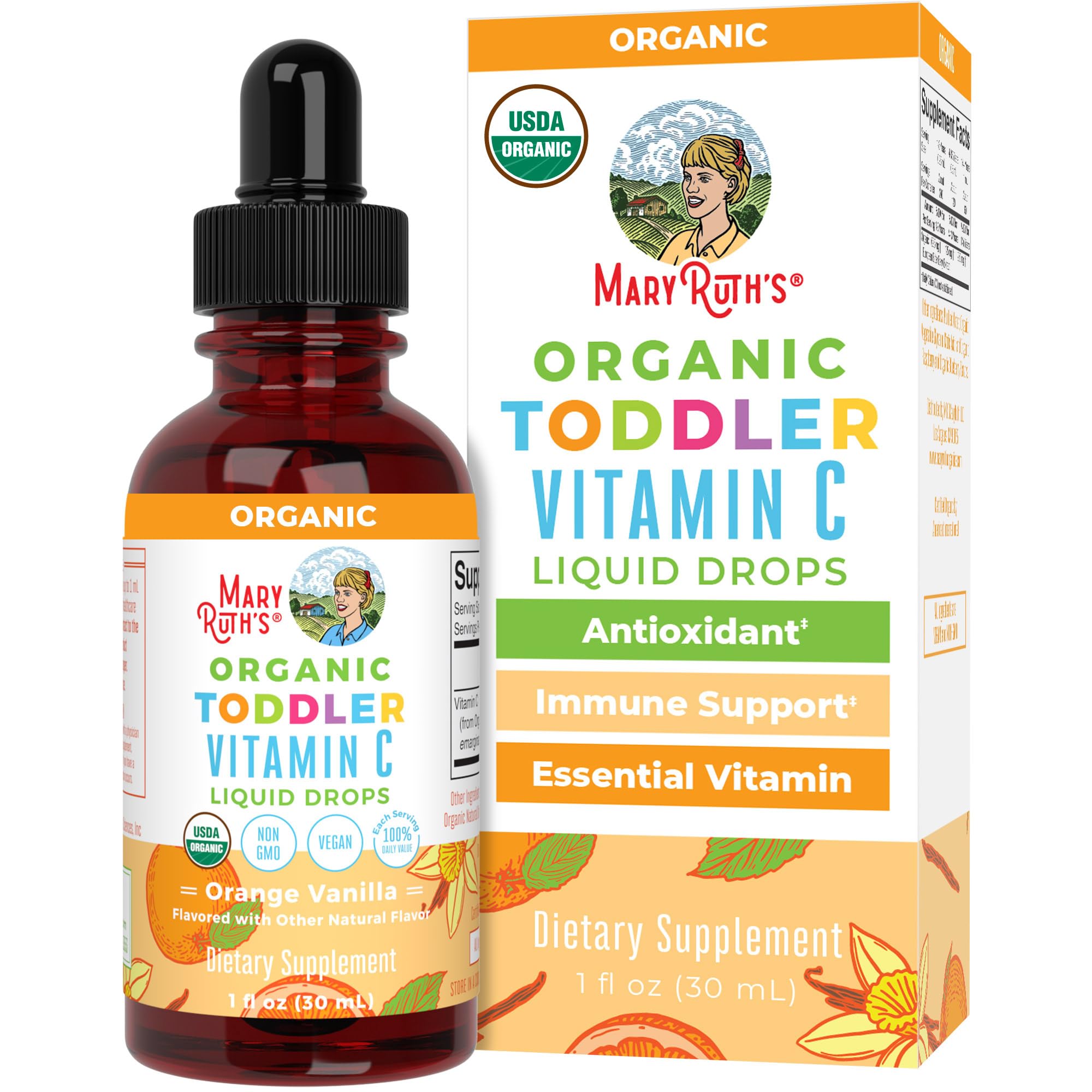 MARYRUTH'S gouttes vitamine C pour tout-petits, bouteille pratique et dosage facile
