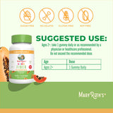 Étiquette colorée du flacon MaryRuth's Fiber Gummies — ingrédients vegan clairement affichés.