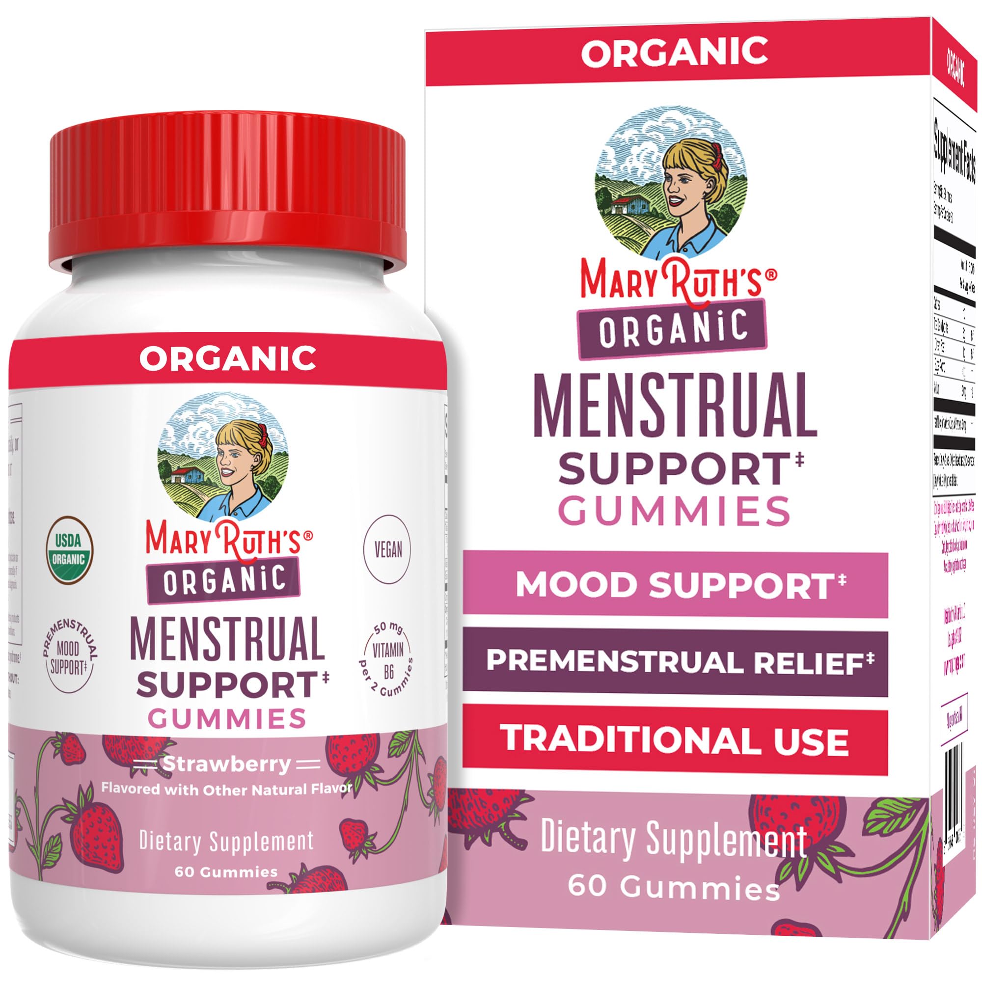 MARYRUTH'S GUMMIES – bouteille prête à soutenir le cycle menstruel avec deux gommes par jour