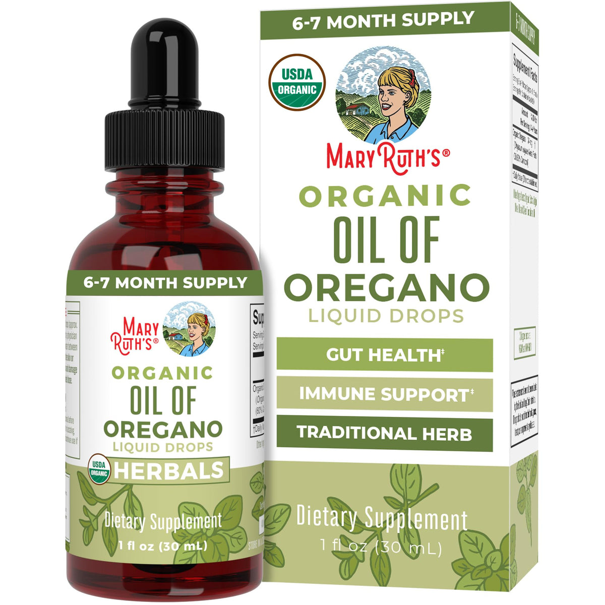 MaryRuth's huile d'origan, bouteille 30 ml: idéale pour un usage quotidien.