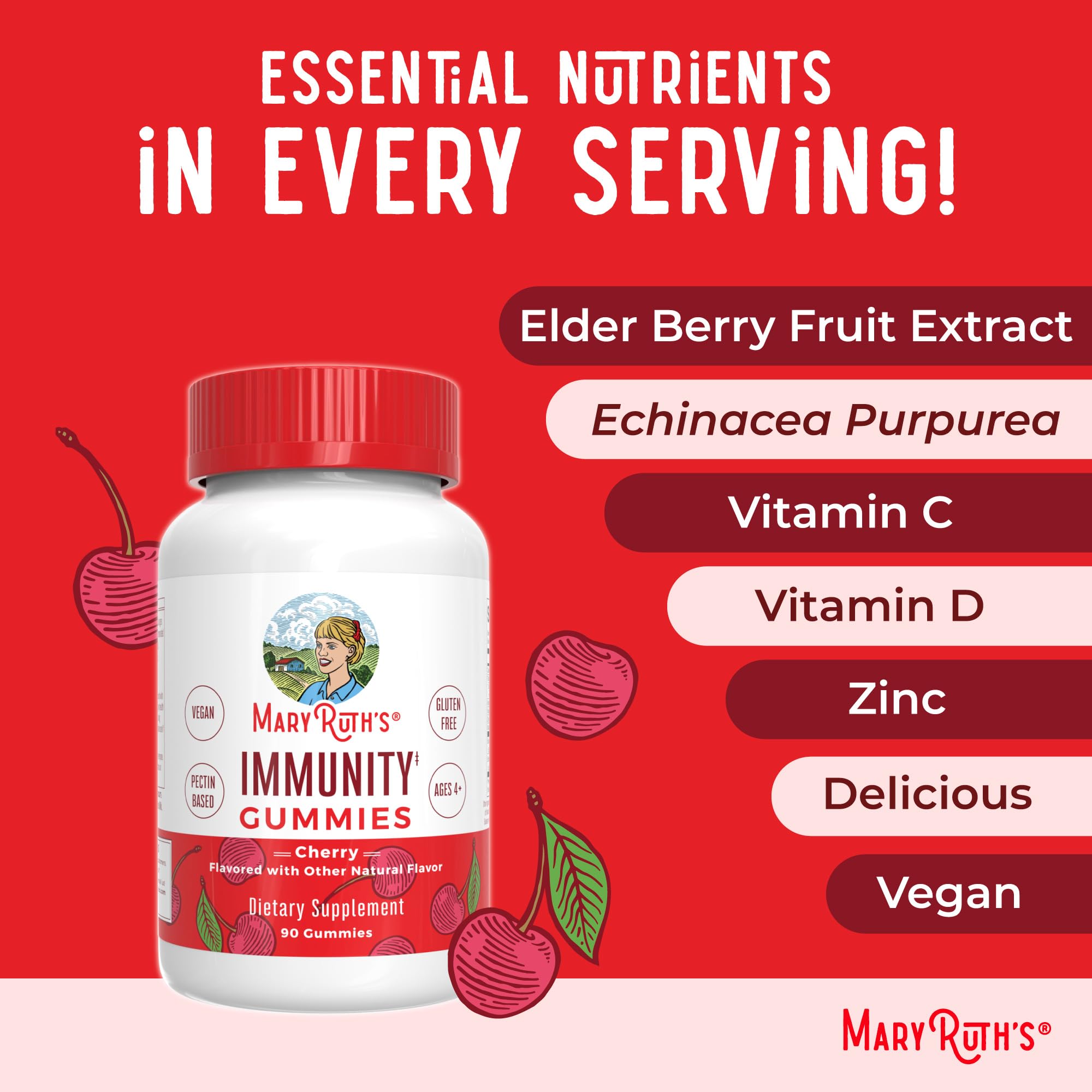 MaryRuth's Immunity Gummies – vitamine C, vitamine D et zinc pour le quotidien.