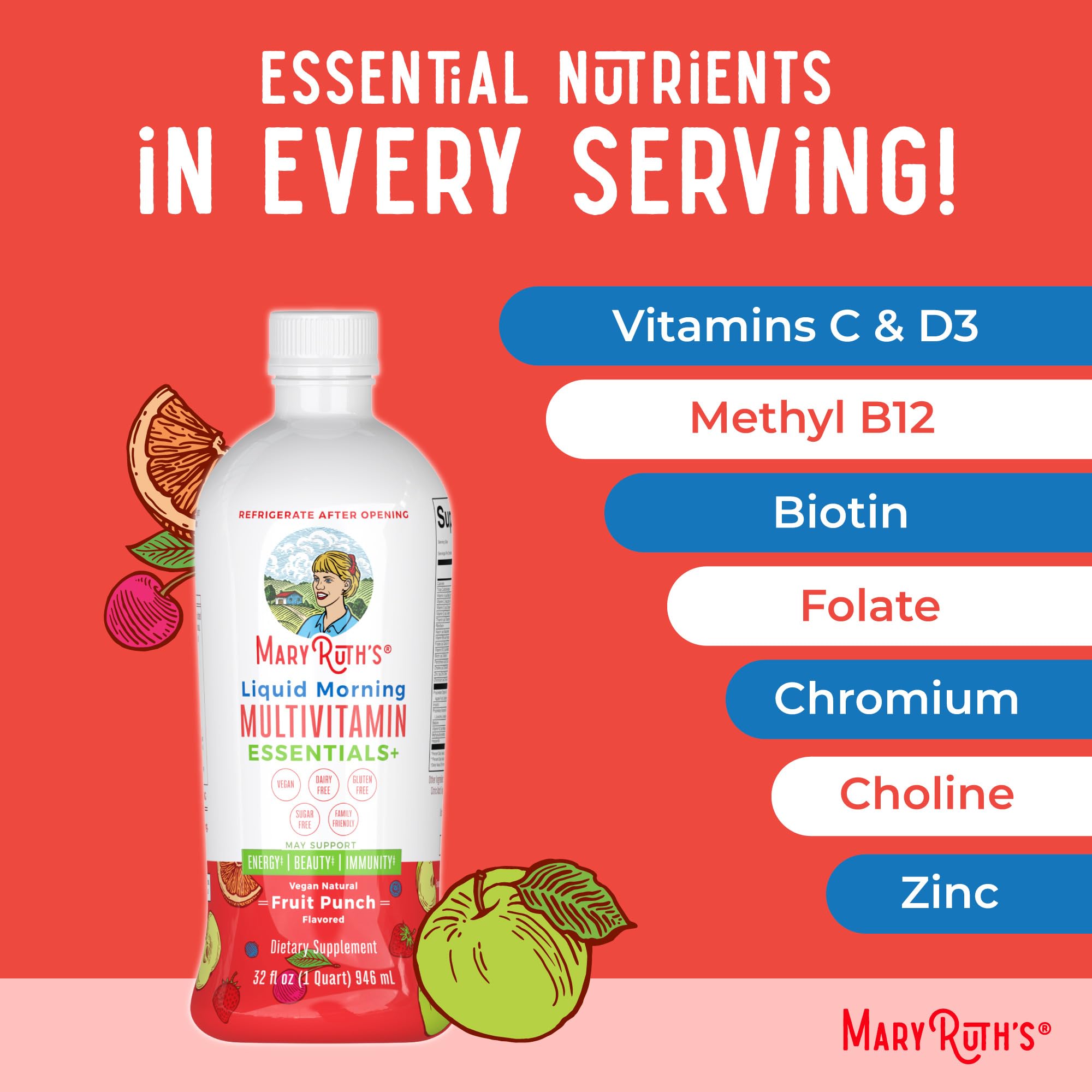 Ingrédients clés MaryRUTH'S : sureau et complexes vitaminiques variés.