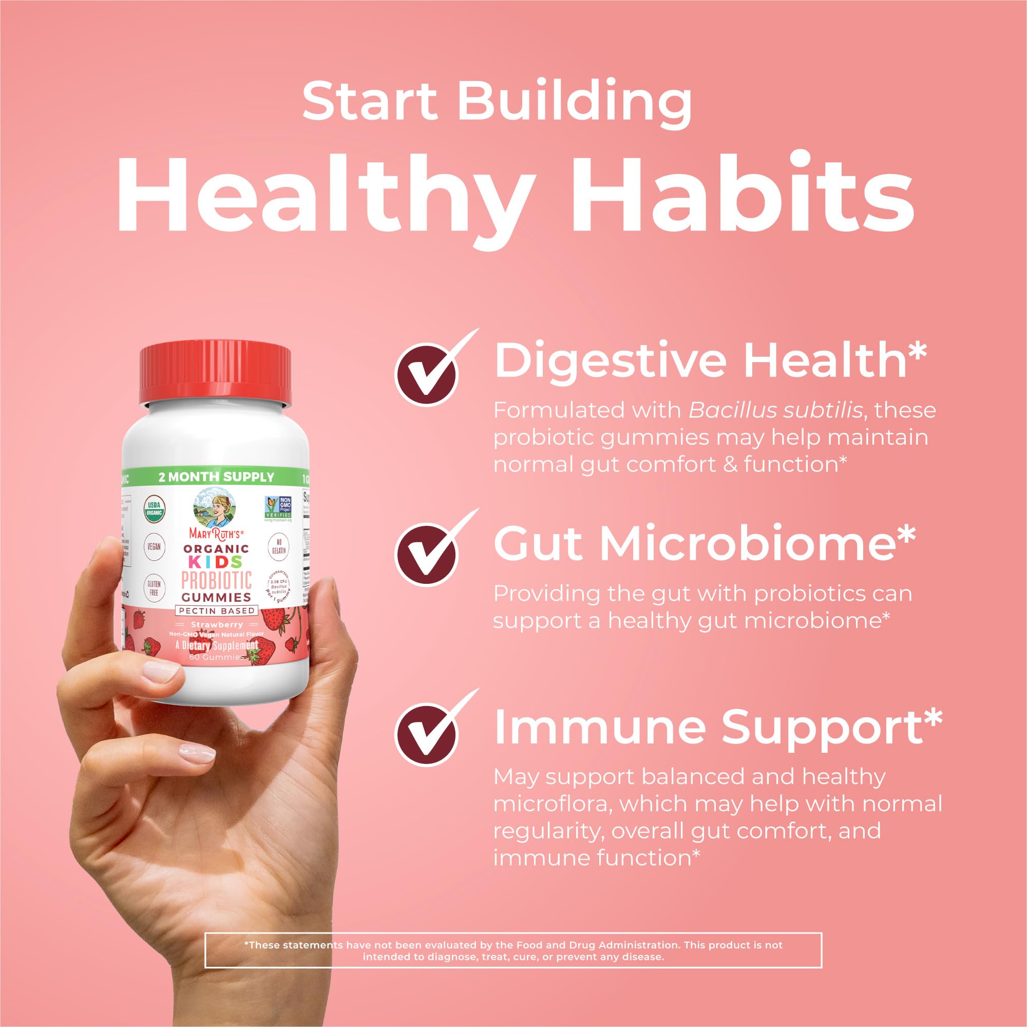 Formule sans gélatine MaryRuth's Kids Probiotics.