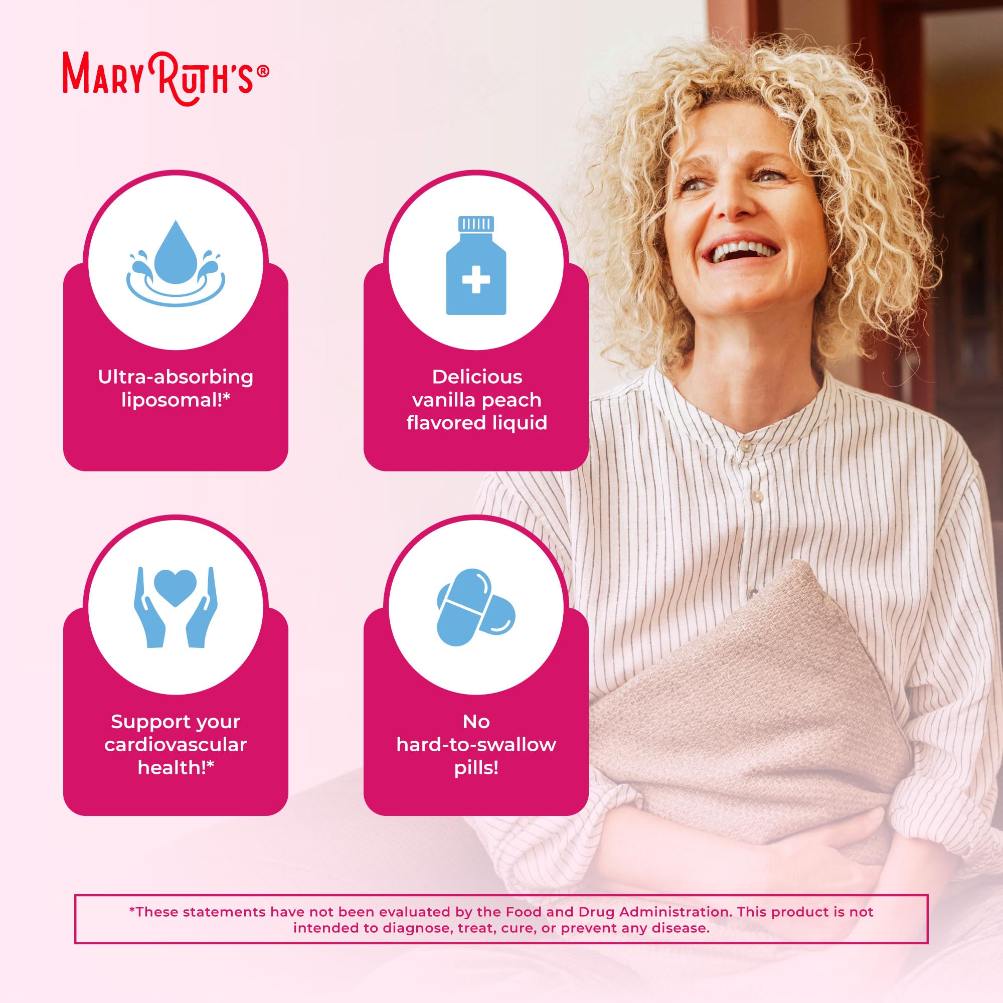 MaryRuth's liposomale pour femmes 40+ – verre inclus, usage simple et mesurable.