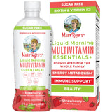MaryRuth's Liquid Morning Multivitamin Essentials+ bouteille, saveur punch de fruits, prise facile au matin.
