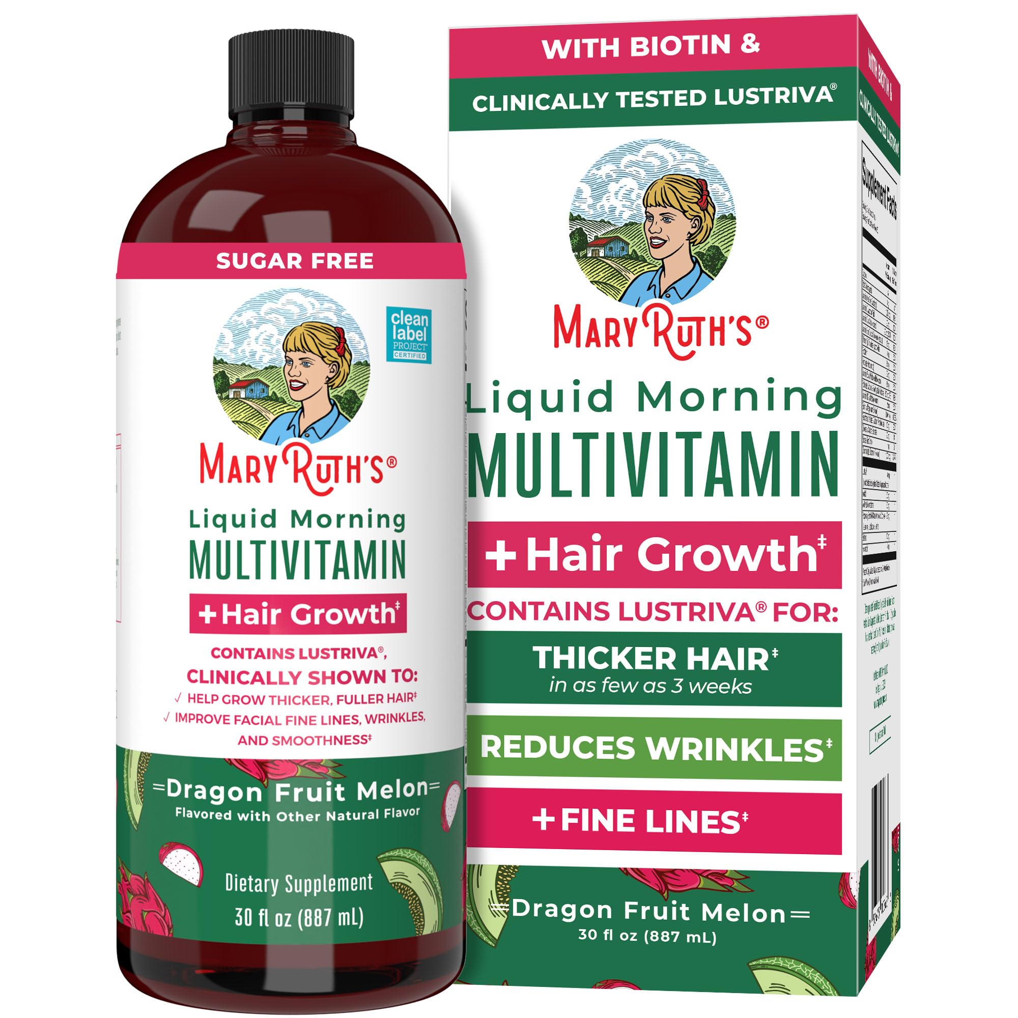 MARYRUTH'S liquide multivitamin croissance-cheveux, flacon clair prêt à l'emploi