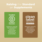 MaryRuth's Maca: étiquette et certifications rassurantes sur l'emballage.