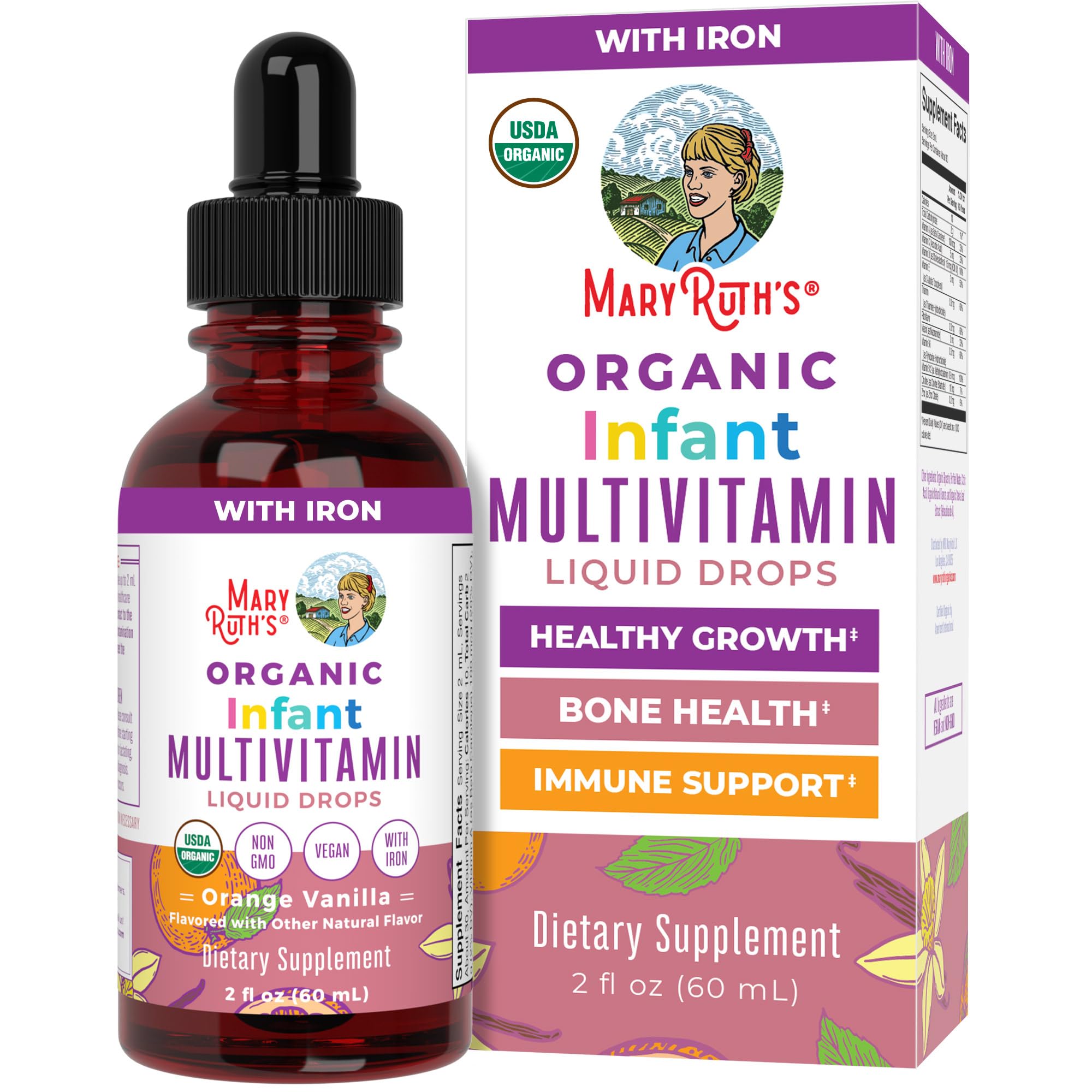 MaryRuth's multivitamine-infants-liquide-fer-gouttes: soutien à la croissance et à l'immunité.