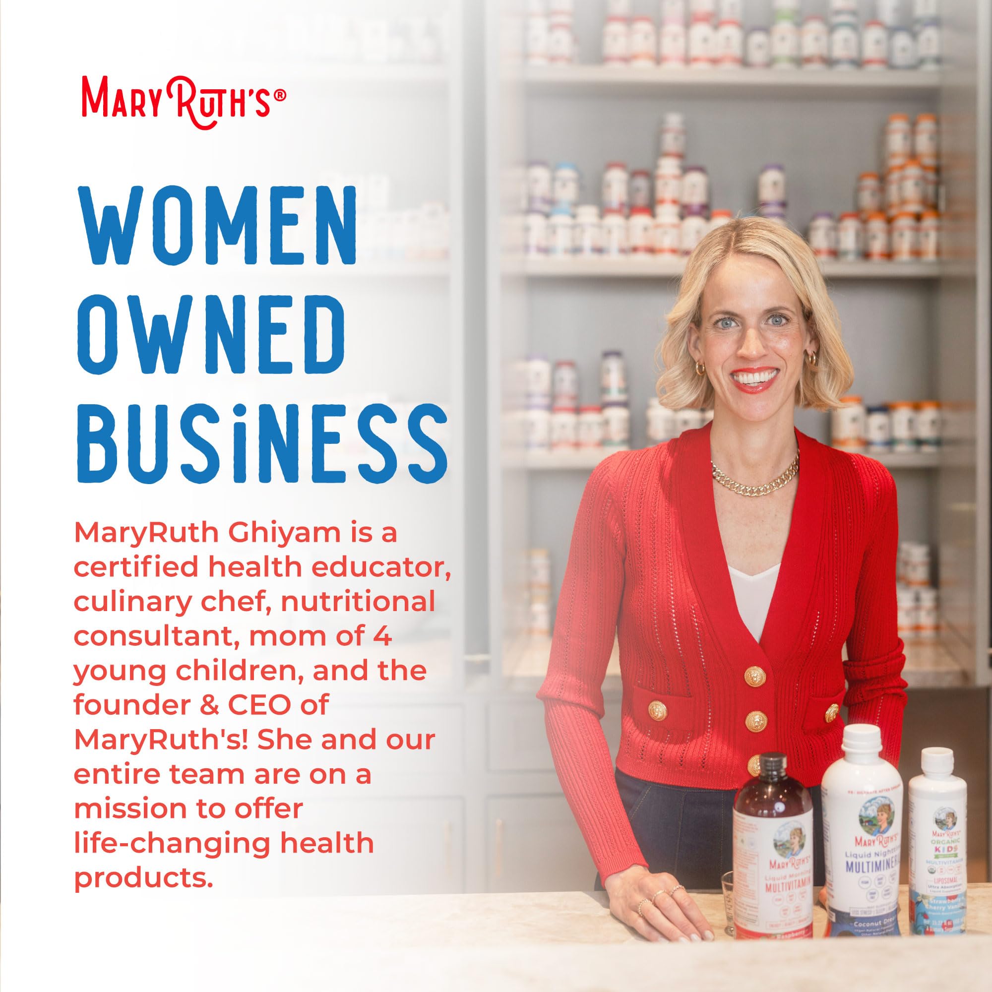 Multivitamine MaryRUTH'S liquide, végan et utilisable au quotidien.