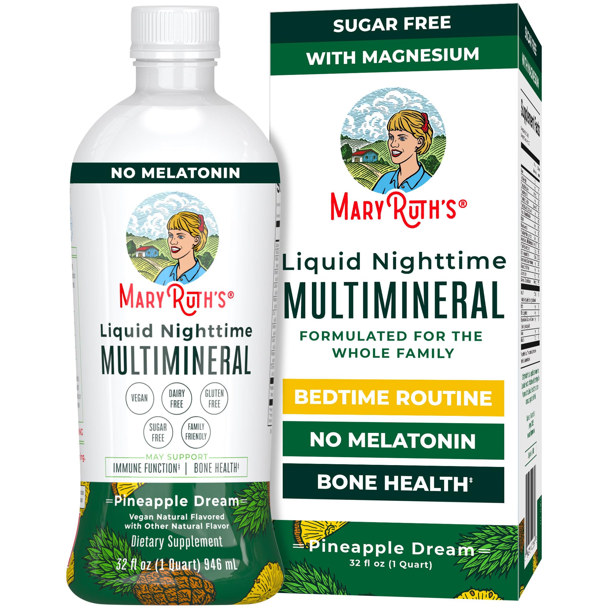 MaryRuth's Nocturne: flacon 32 oz sans mélatonine pour le soir.
