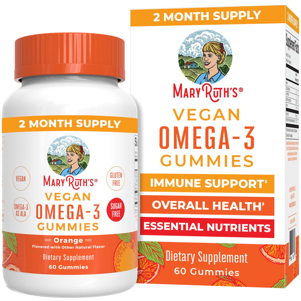 MARYRUTH'S Oméga-3 Gummies - bouteille: soutien immunitaire quotidien pratique et sans goût de poisson.