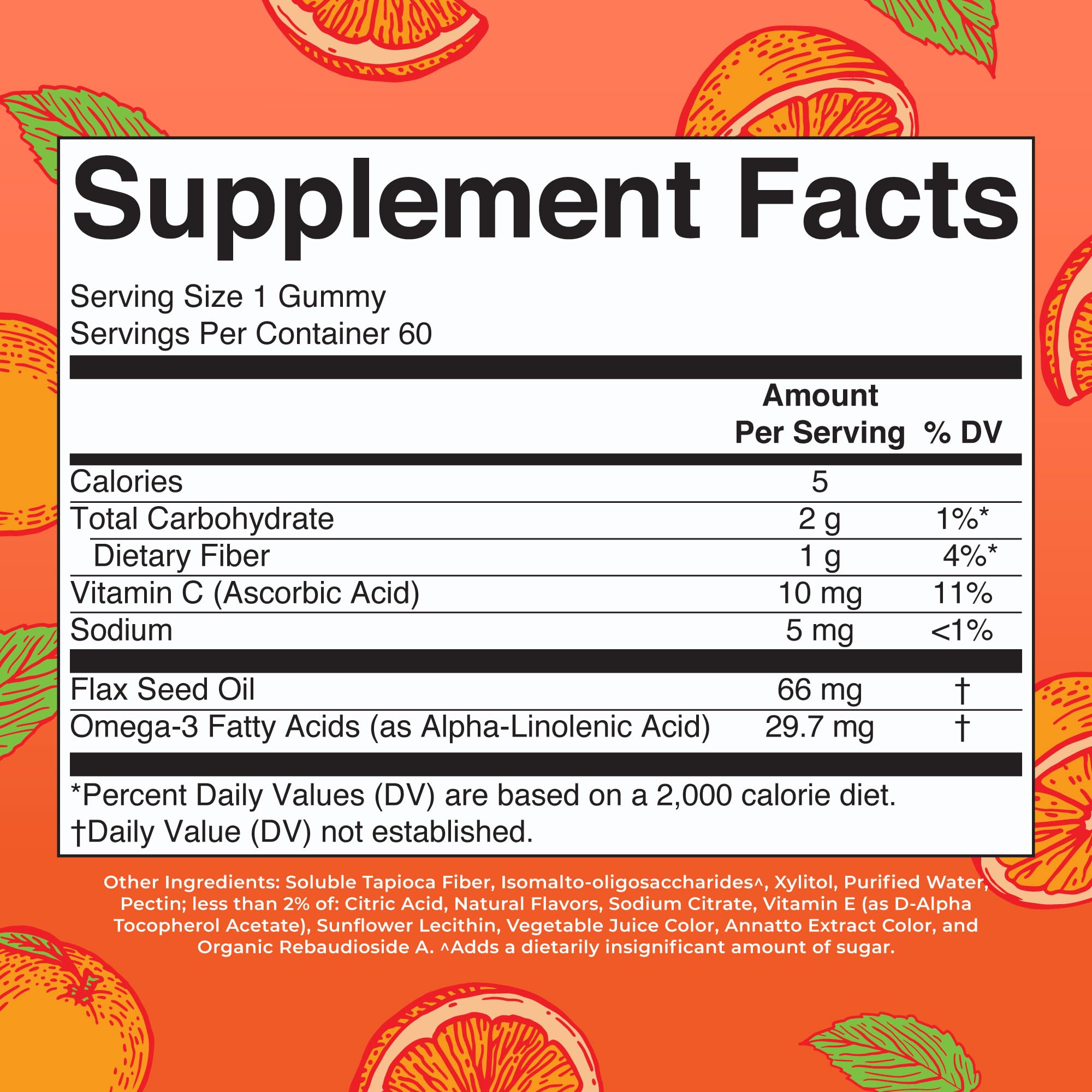 MARYRUTH'S Oméga-3 Gummies - gout-orange: dégustation agréable et source d acides gras essentiels.