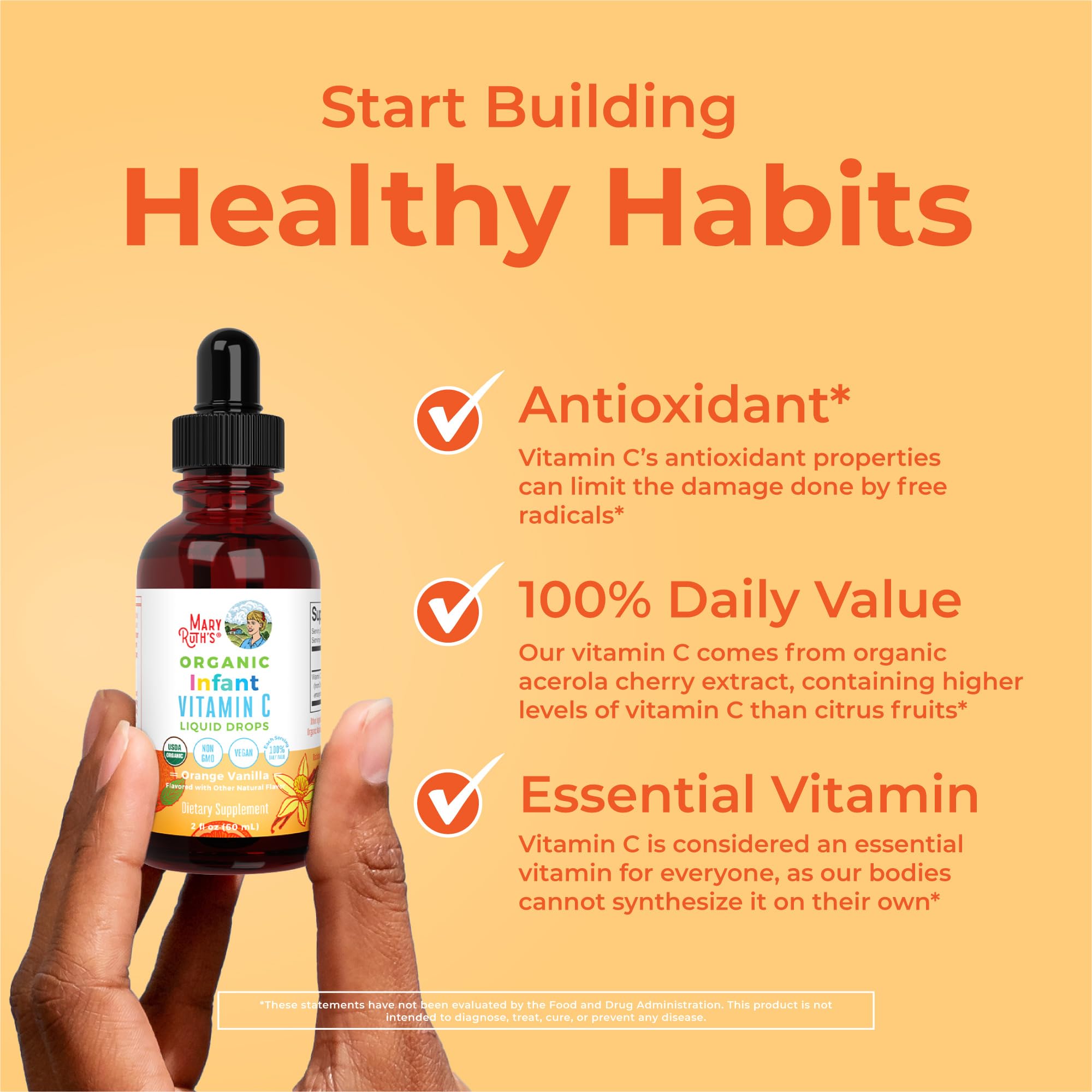 Bébé 6-12 mois MaryRuth's Organics vitamine C – format pratique et sûr