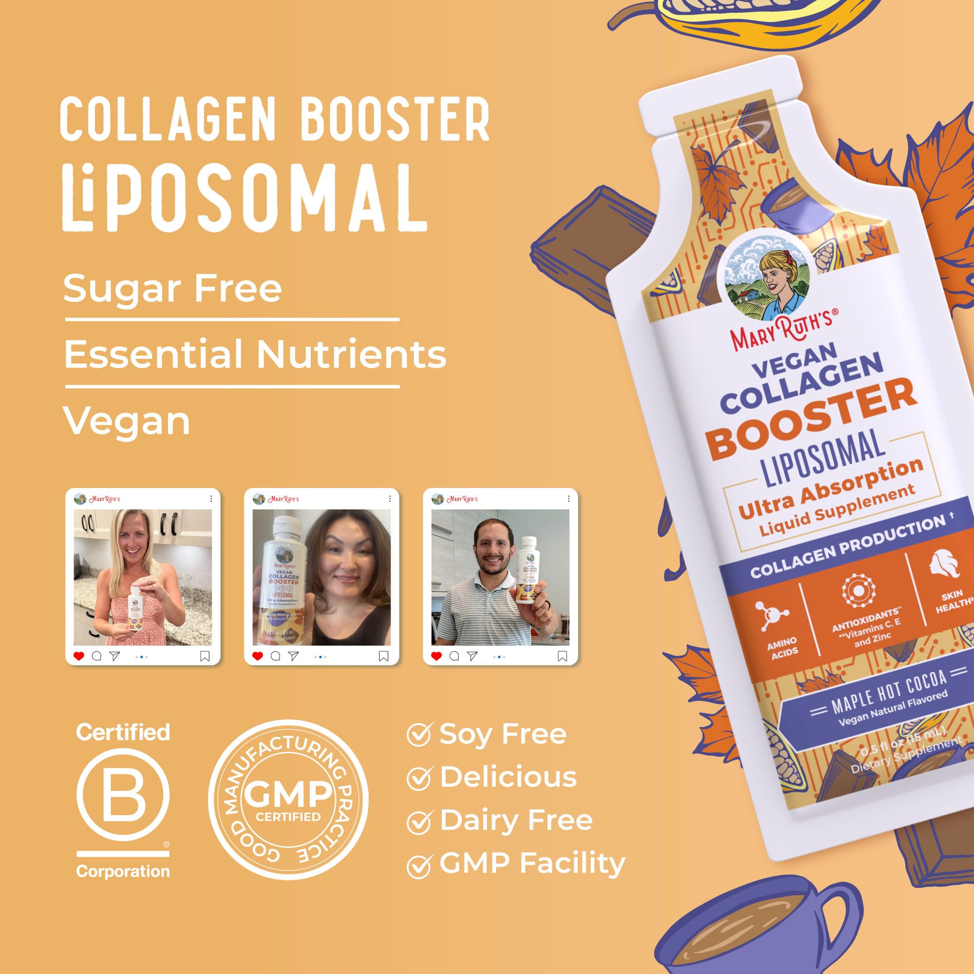 MaryRuth's Organics Booster Liposomal – Extrait de bambou, minéraux naturels pour la peau.
