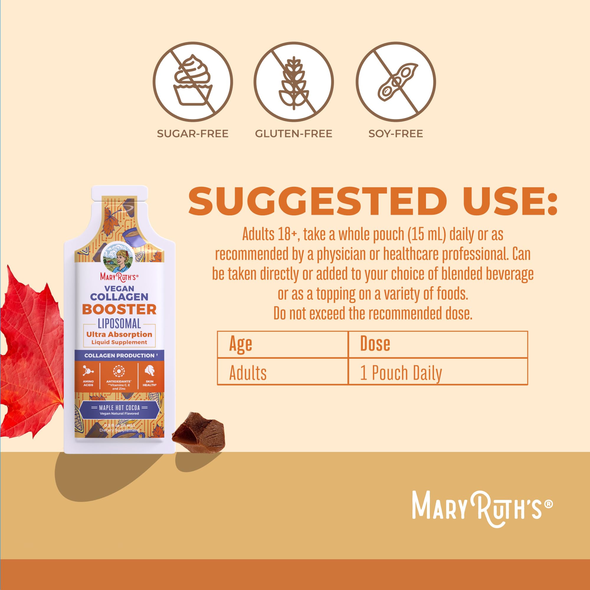 MaryRuth's Organics Booster Liposomal – Vitamine E, antioxydant pour tissus conjonctifs et peau.