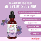 Formule sans alcool de MaryRuths Echinacea Liquide, adaptée à divers modes de vie.