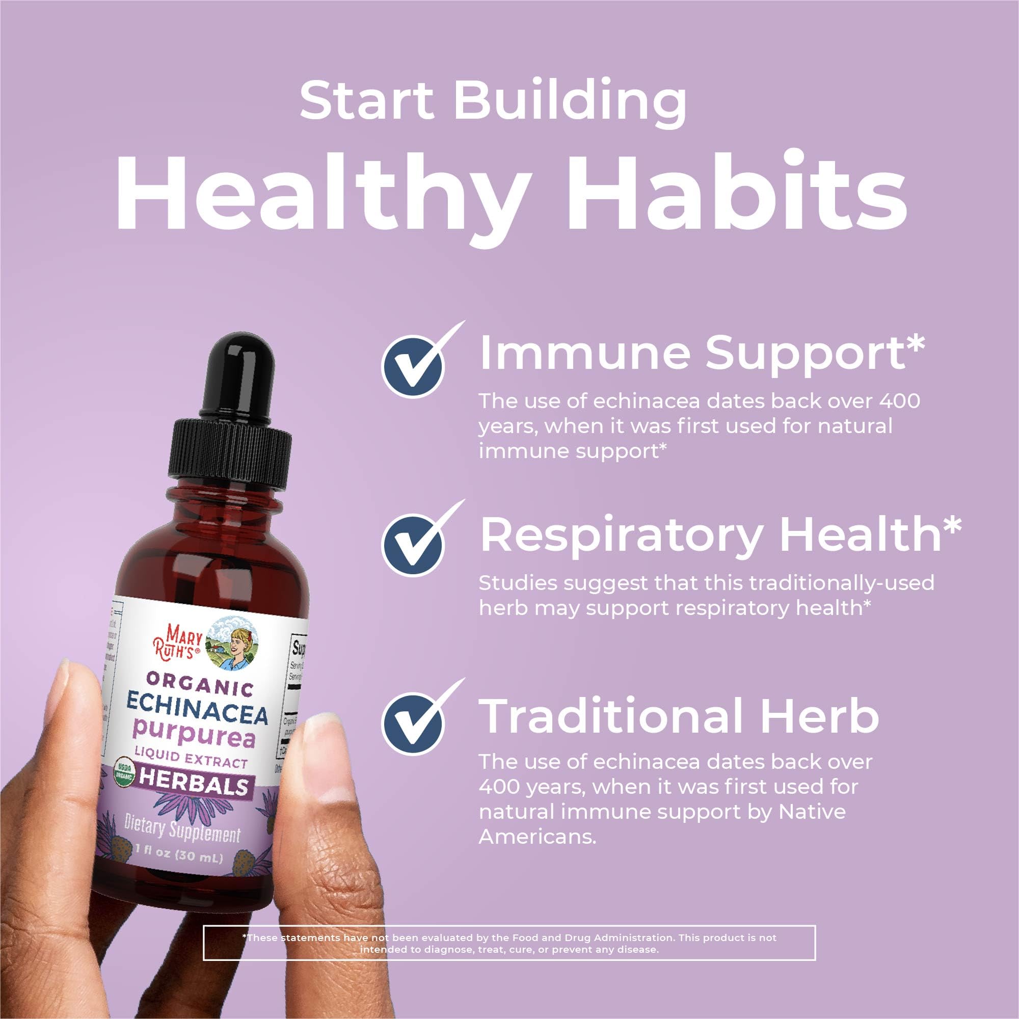 Utilisation quotidienne pratique de MaryRuths Echinacea Liquide dans une boisson.