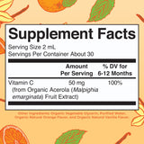 MaryRuth's Organics Étiquette claire sur le flacon vitamine C bébé, lisibilité optimale