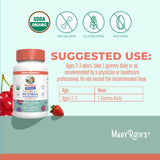 Gomme MaryRuth's Organics avec postbiotiques, ingrédients visibles et transparence.