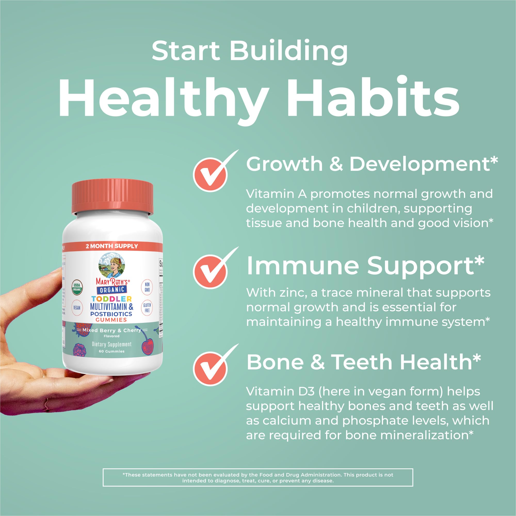 Vitamine C MaryRuth's Organics, saveur agréable et apport nutritionnel quotidien.