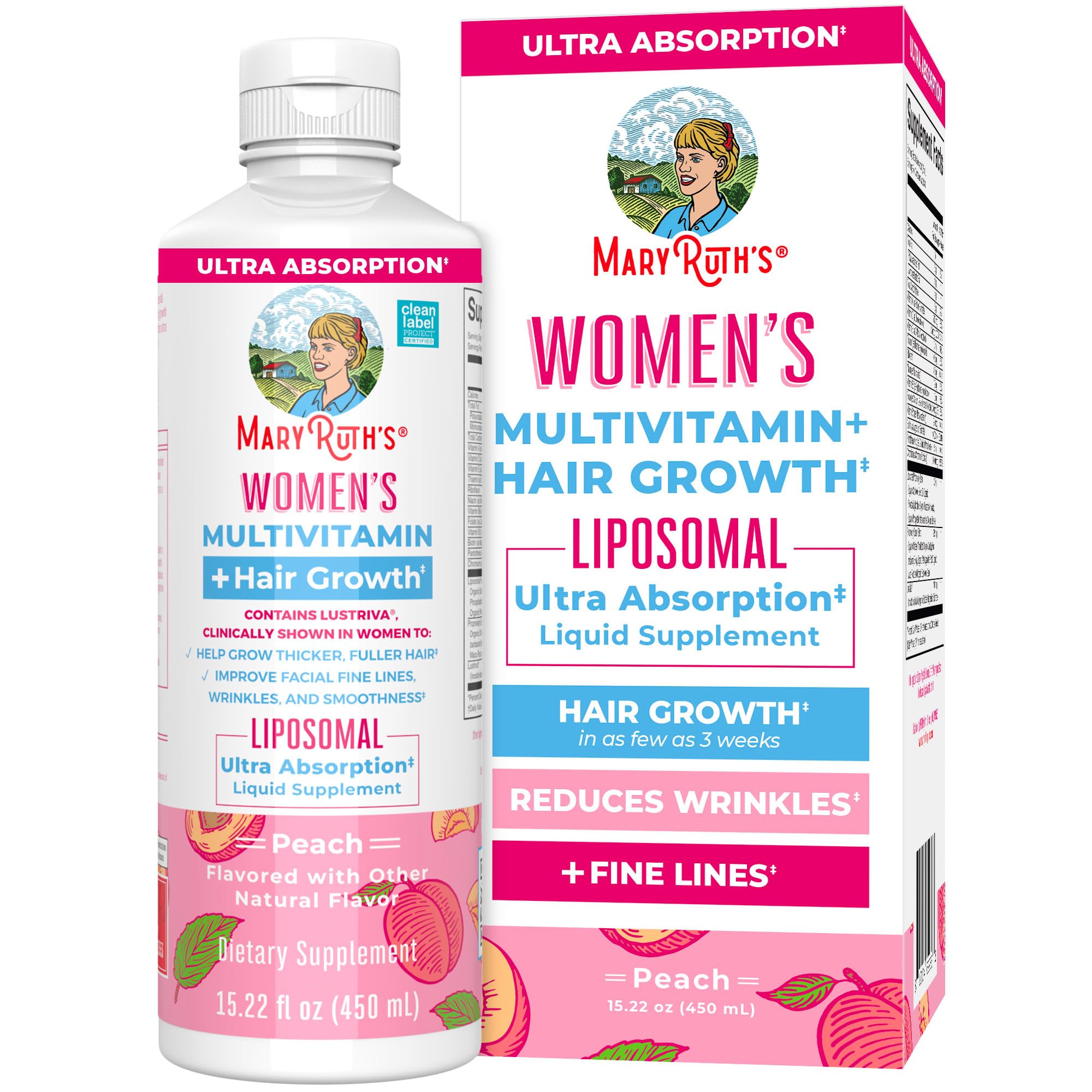 MARYRUTH'S ORGANICS Lustriva flacon montre le format liposomique pour cheveux et peau