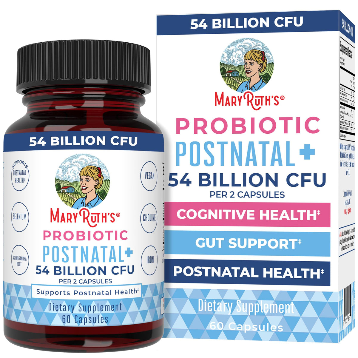 MaryRuth's Postnatal Probiotiques en capsules pour le soutien postnatal potentiel.