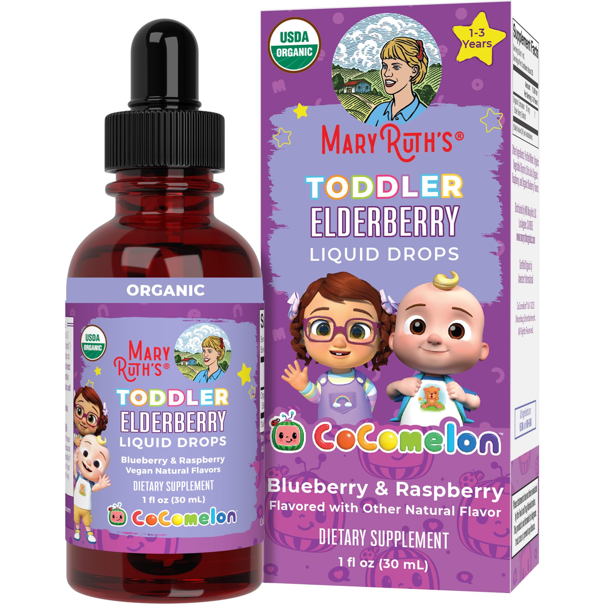 MaryRuth's sirop baie de sureau en bouteille, dosage facile pour les tout-petits
