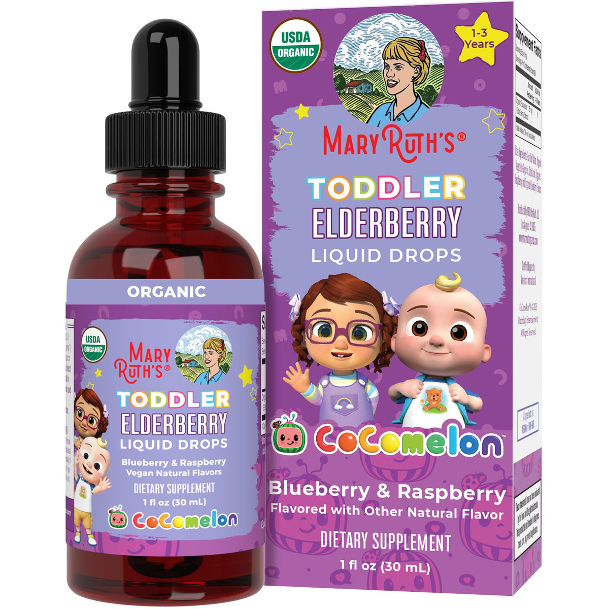 MaryRuth's sirop baie de sureau en bouteille, dosage facile pour les tout-petits