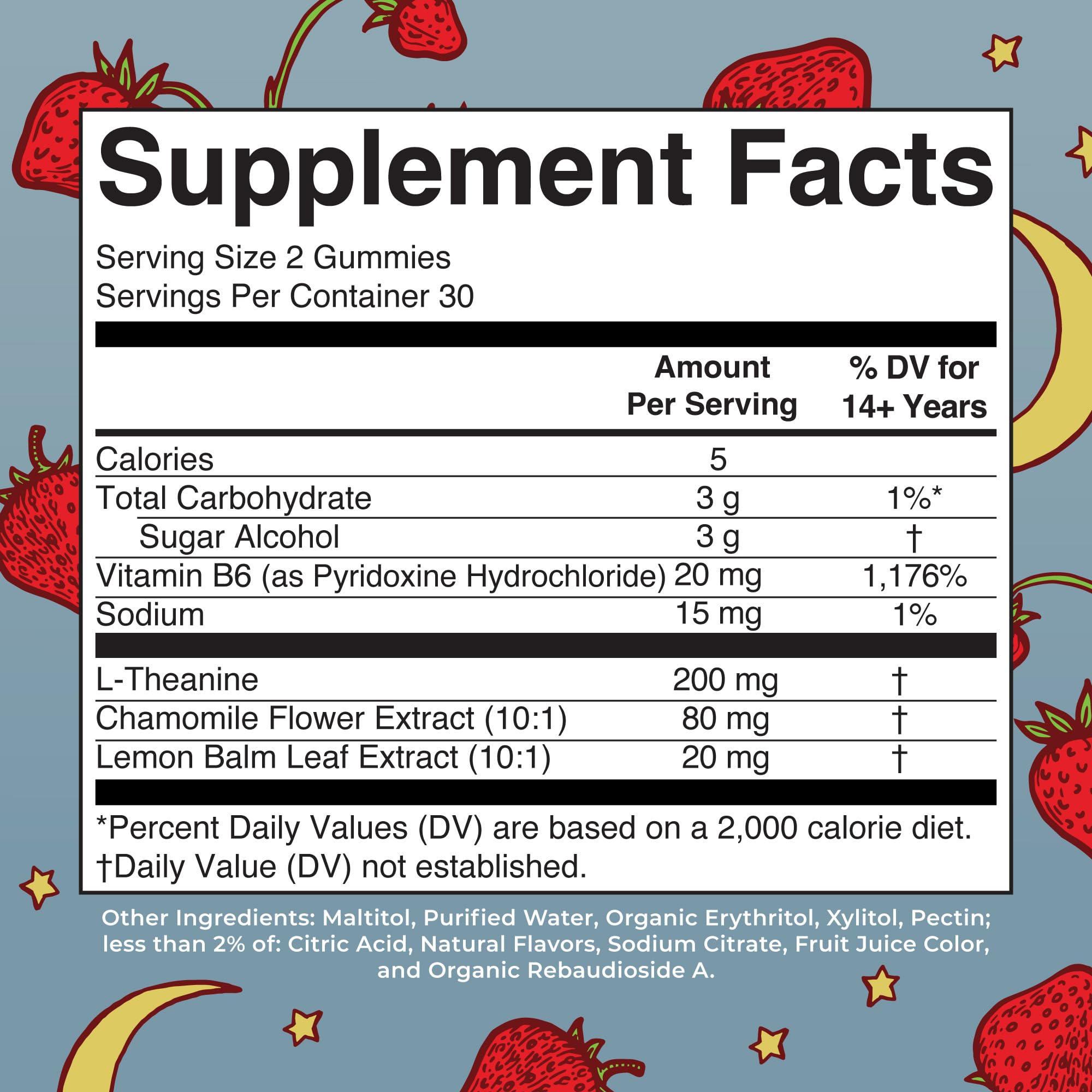 Étiquette MaryRuth's Sleep Gummies sans mélatonine et claire