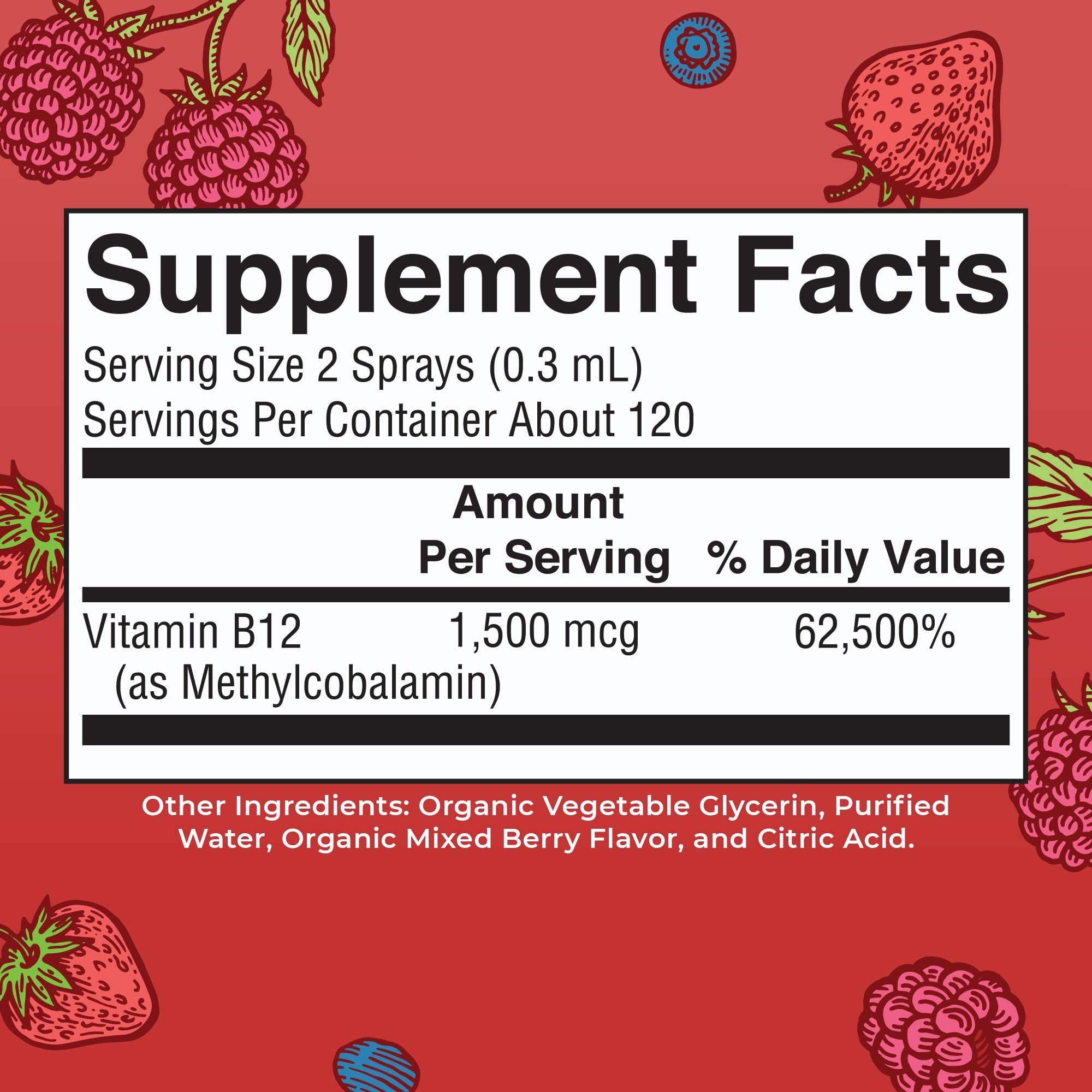 MARYRUTH'S spray B12 méthylcobalamine pulvérisation pratique pour déplacements.