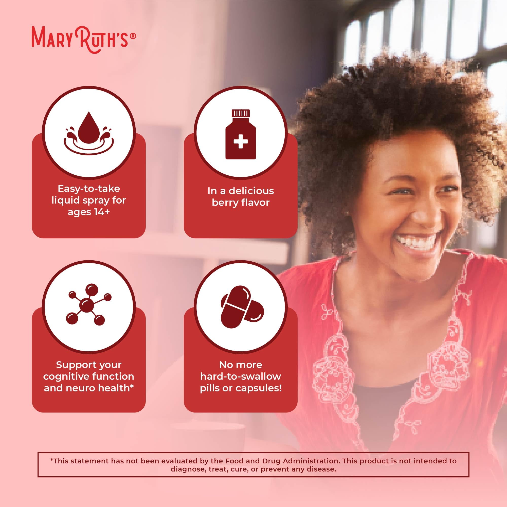 MARYRUTH'S spray B12 végan sans lactose pour énergie naturelle.