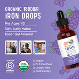 Certifications bio et vegan MaryRuth's fer liquide.