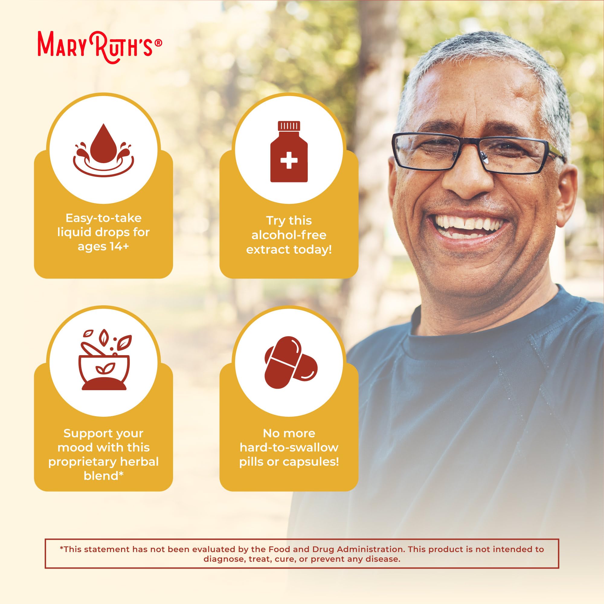 Pipette-dose MaryRuth's Turmeric Gold facilitant prise directe ou dilution.