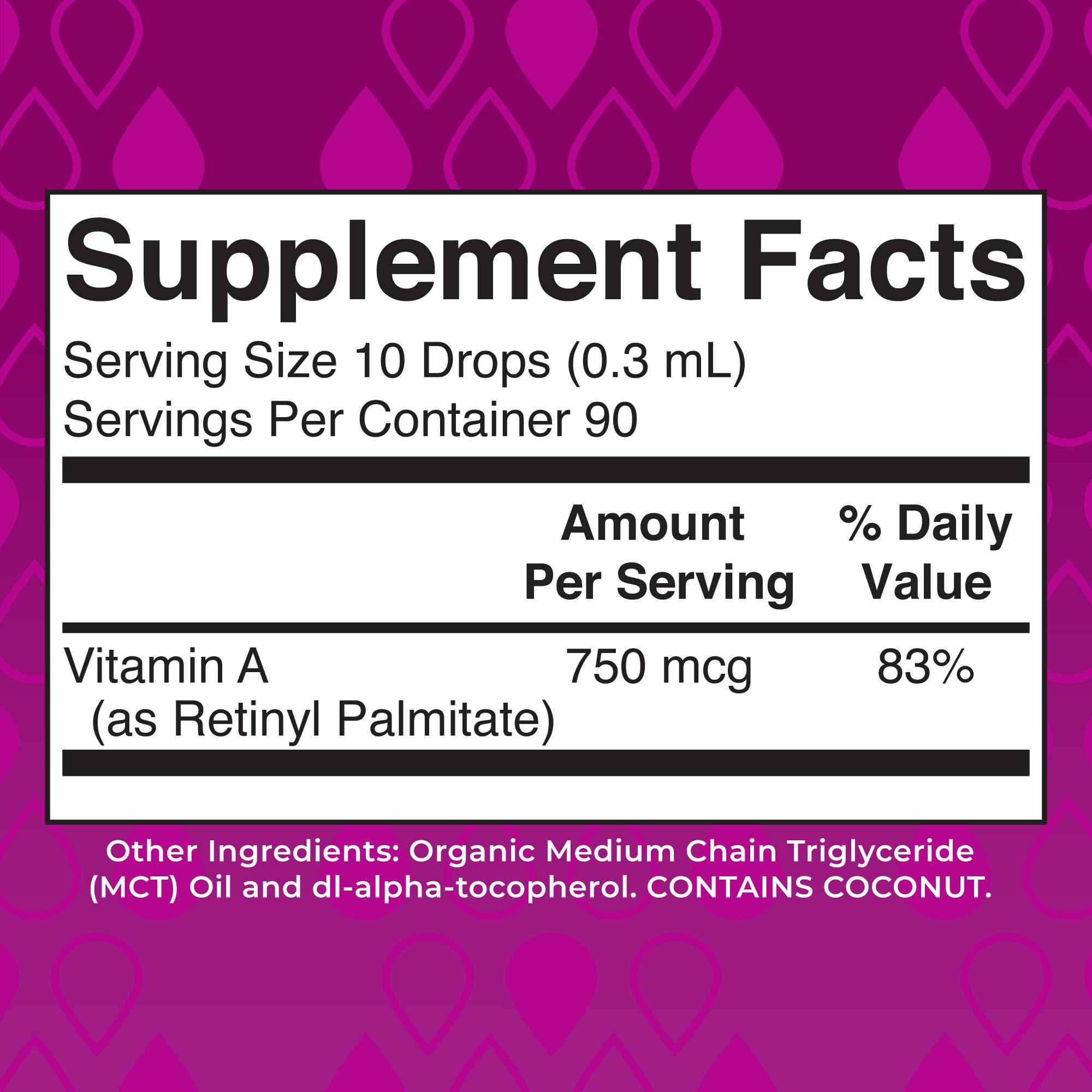 MaryRuth's vitamine A gouttes dix par portion, dosage pratique pour le quotidien