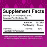 MaryRuth's vitamine A gouttes dix par portion, dosage pratique pour le quotidien