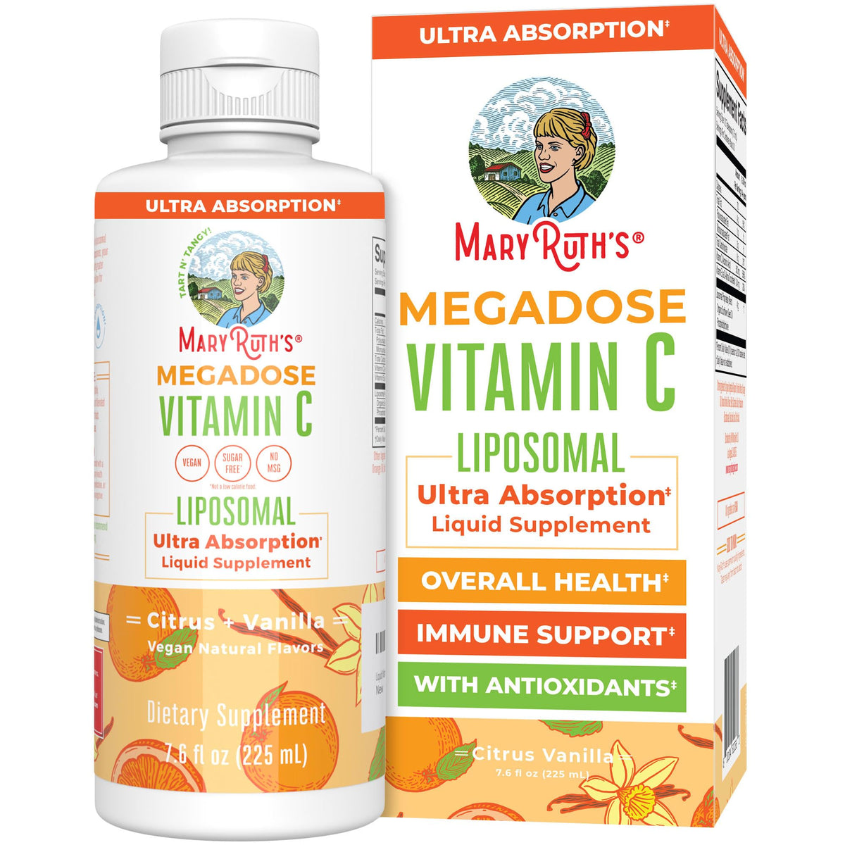 MaryRUTH'S Vitamine C liposomale en bouteille, éventuelle meilleure biodisponibilité.