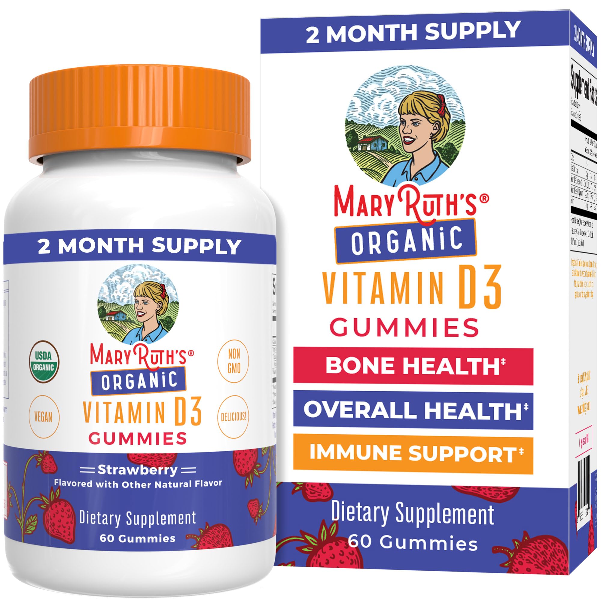 MARYRUTH'S gommes D3 dans une bouteille pratique pour toute la famille.