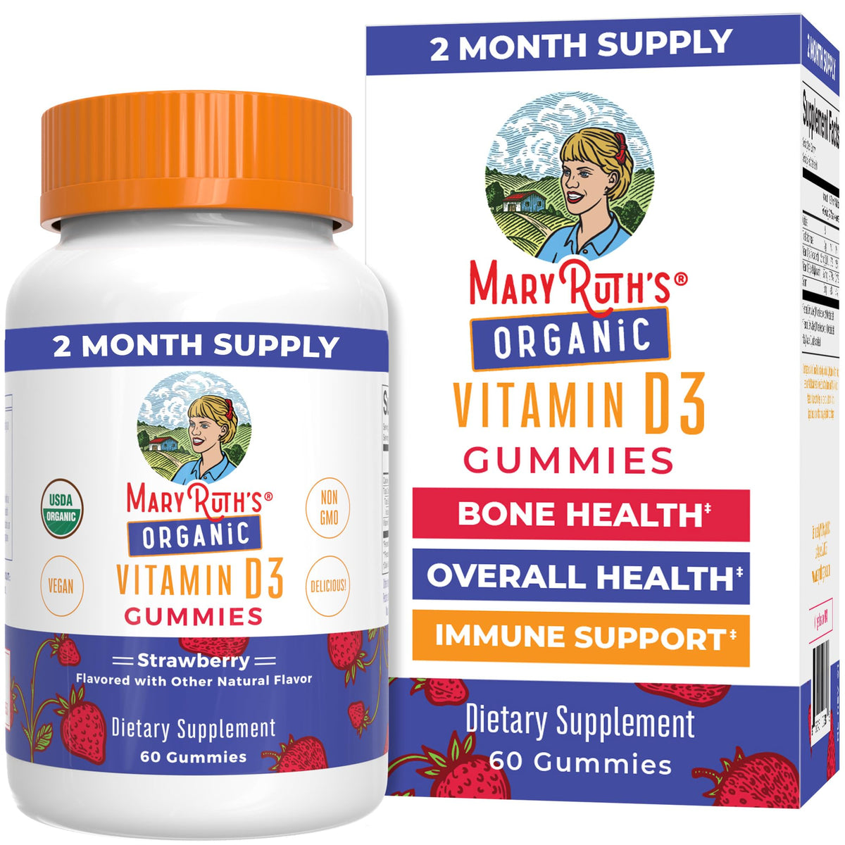 MARYRUTH'S gommes D3 dans une bouteille pratique pour toute la famille.