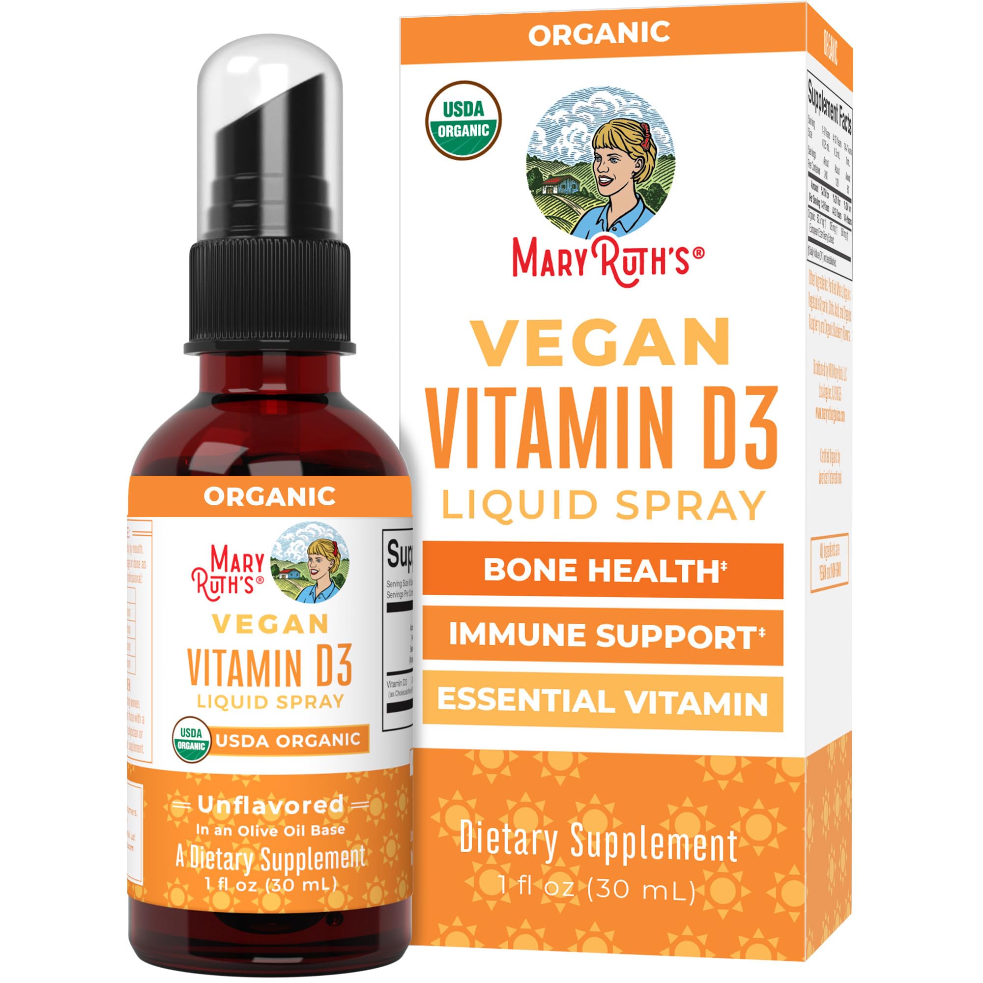 MaryRuth's Vitamine D3 Spray – bouteille pratique pour l'immunité et la solidité des os