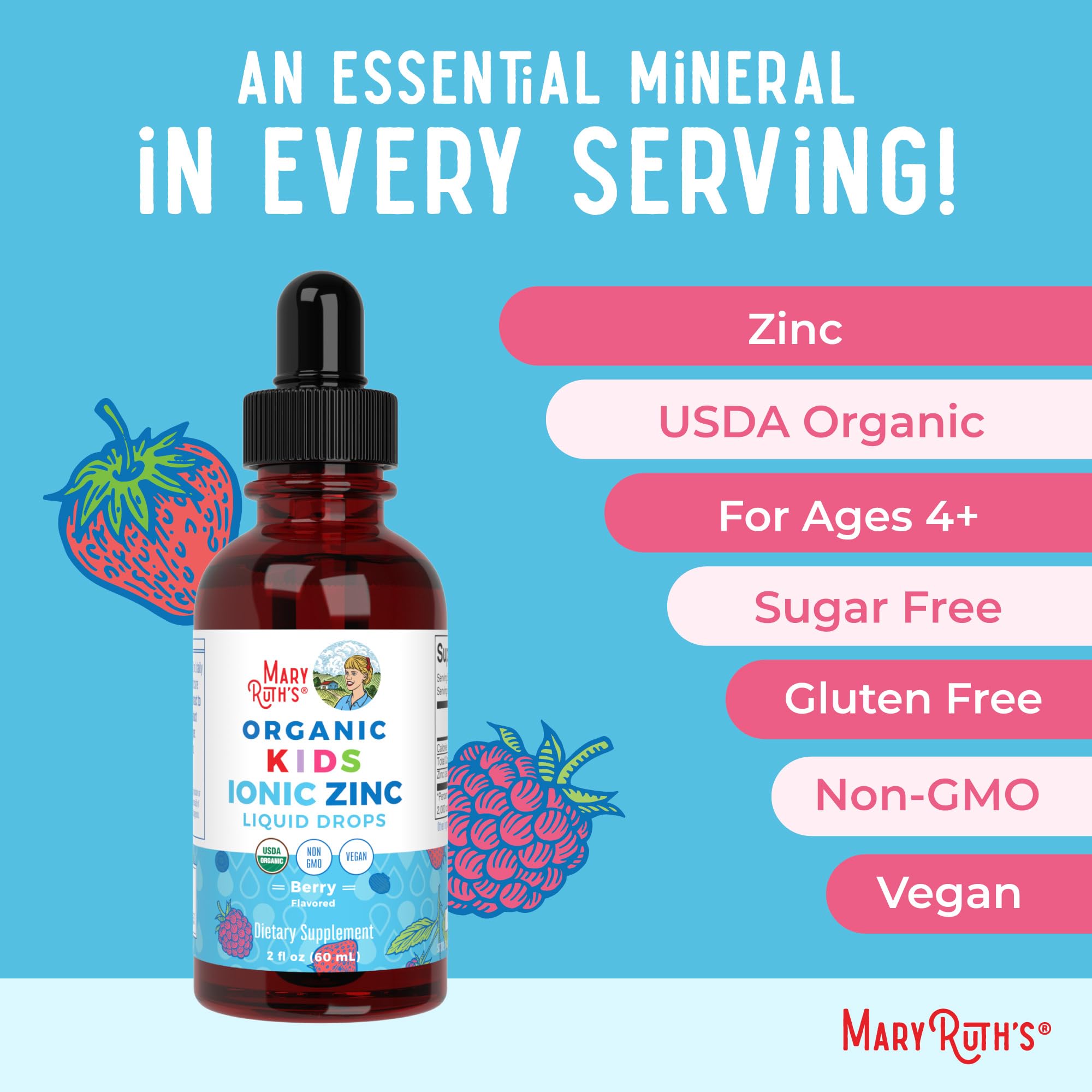 Zinc MaryRuth's sans gluten et sans sucre ajouté pour plus de flexibilité.