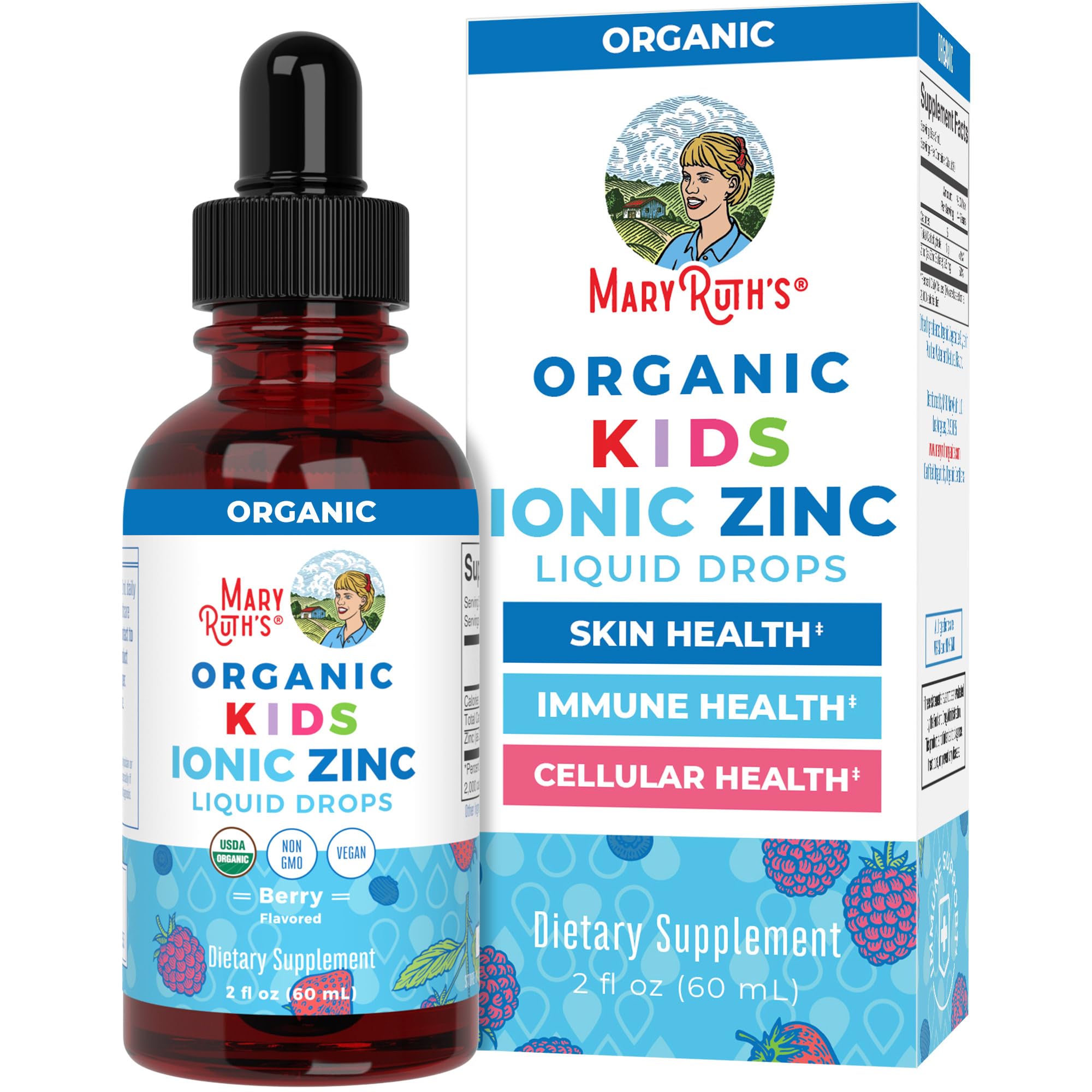 MARYRUTH'S Zinc liquide pour enfants en flacon, goût fruits rouges pour faciliter l’acceptation.