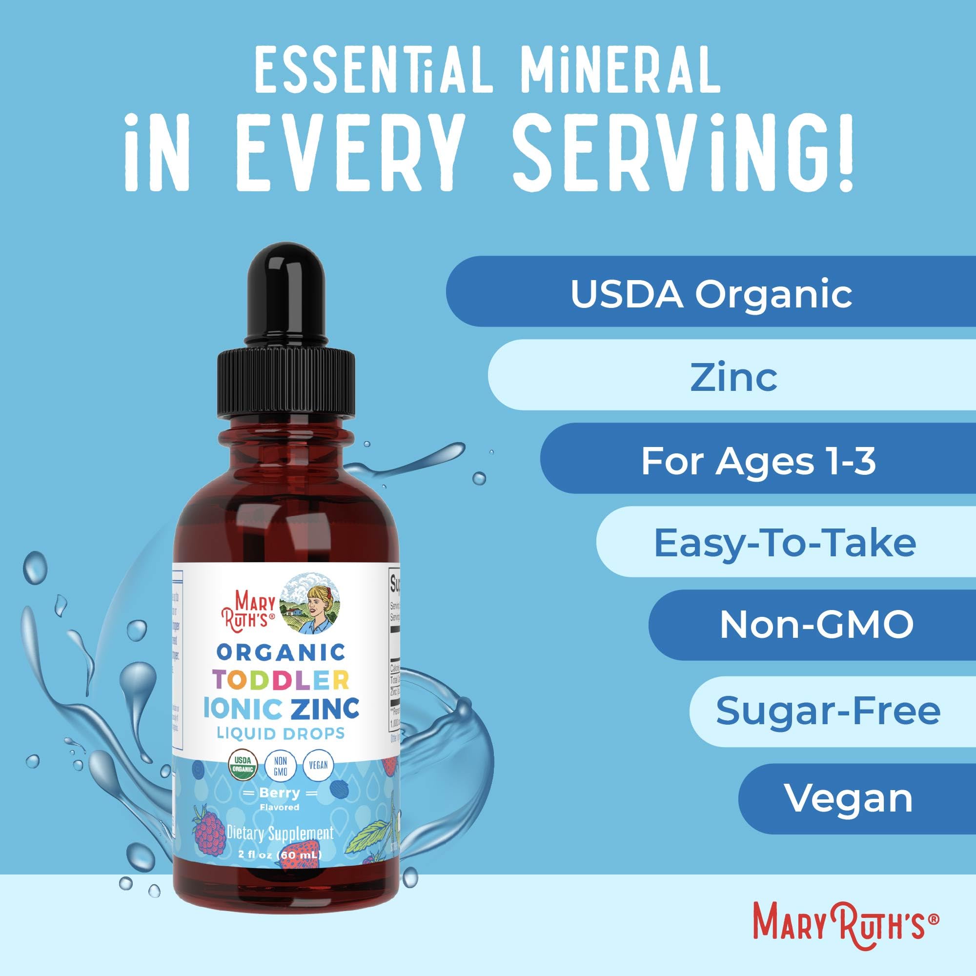 MaryRuth's Zinc liquide – certifications USDA Organic et vegan